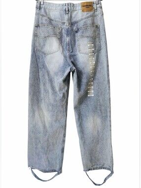 BALENCIAGA Sticker Jeans L Unisex Denim Pants Blue